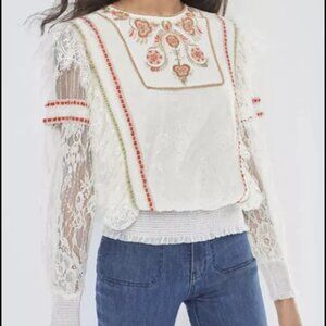 Lace Anthropologie Bl-nk London Blouse Long Sleeve